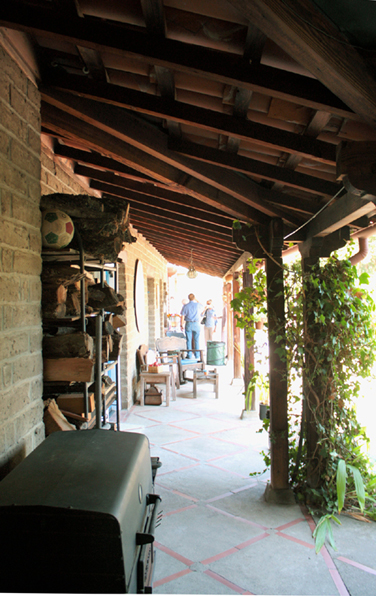 Patio flooring in a 1945 Adobe ranch style house in Martinez, CA