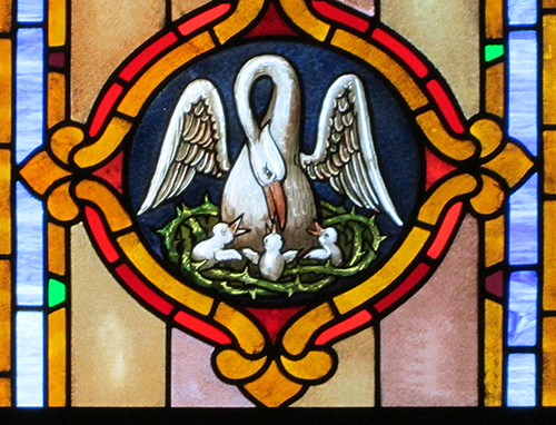 This is a beautiful Spanish Revival stained glass window in the First Congregational Church in Martinez, CA.